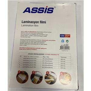 Assis Laminasyon Filmi A3 303x462mm 125mic 100lü