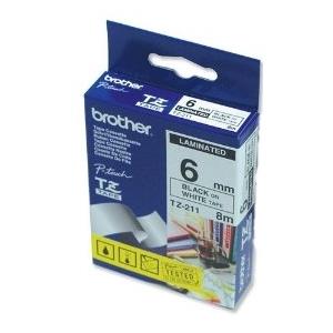 Brother P-Touch Tz-Tape 6mm Beyaz-Siyah Laminant 6