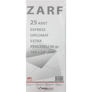Can Diplomat Zarf 105x240mm 90gr Beyaz Pencereli 25li