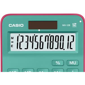 Casio Hesap Makinesi Masa Üstü 12 Hane Yeşil-Pembe MX-12B-GNRD