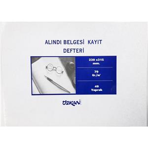 Özkan Alindi Belgesi Kayit Defteri 40 Yaprak G0498