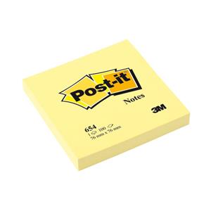 Post-It Yapışkanlı Not Kağıdı Sarı 100yp 76x76mm 654