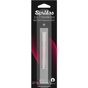 Scrikss D1 Tükenmez Refil Medium Kısa Kırmızı 2li