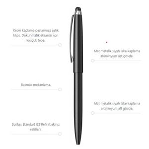 Scrikss T108 Stylus Tükenmez Kalem Siyah