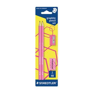 Staedtler Hb Set Kalem Kalemtraş Silgi Neon Pembe