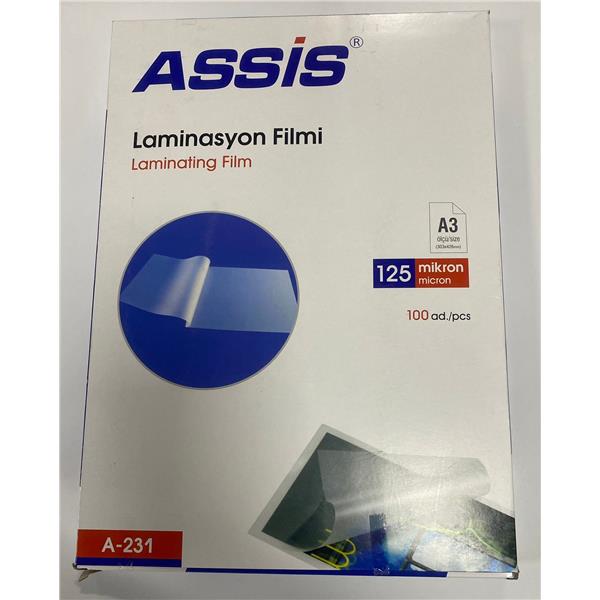 Assis Laminasyon Filmi A3 303x462mm 125mic 100lü