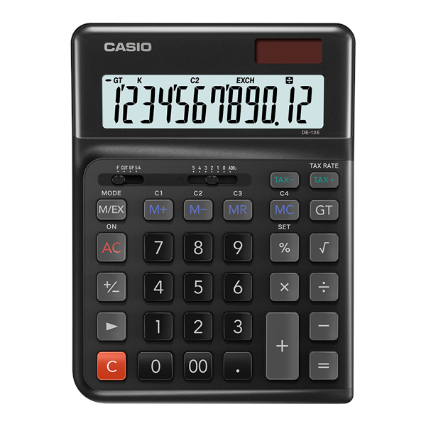 Casio Ergonomik Hesap Makinesi 12 Hane DE-12E-BK-W-DP