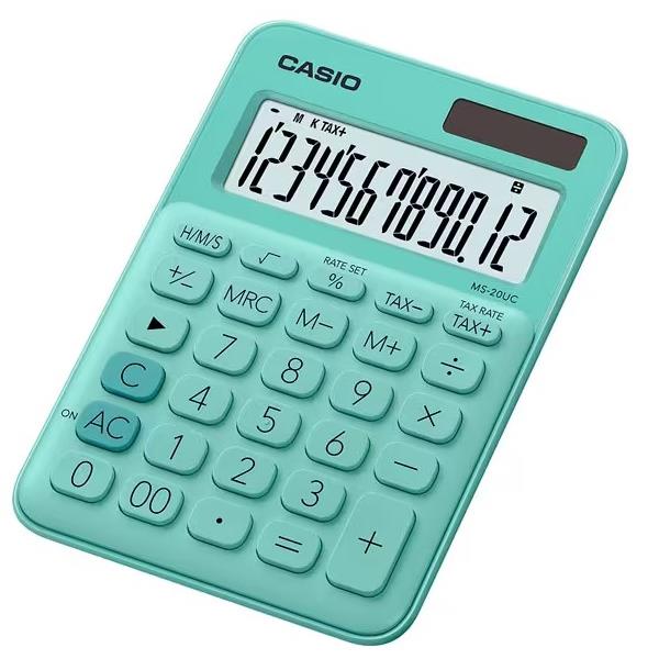 Casio Hesap Makinesi 12 Hane Yeşil MS-20UC-GN