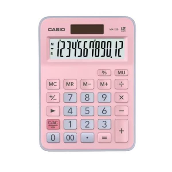 Casio Hesap Makinesi Masa Üstü 12 Hane Pembe-Mavi MX-12B-PKLB