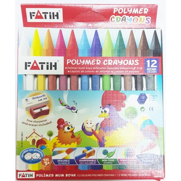 Fatih Polymer Crayon Mum Boya 12 Renk Uzun