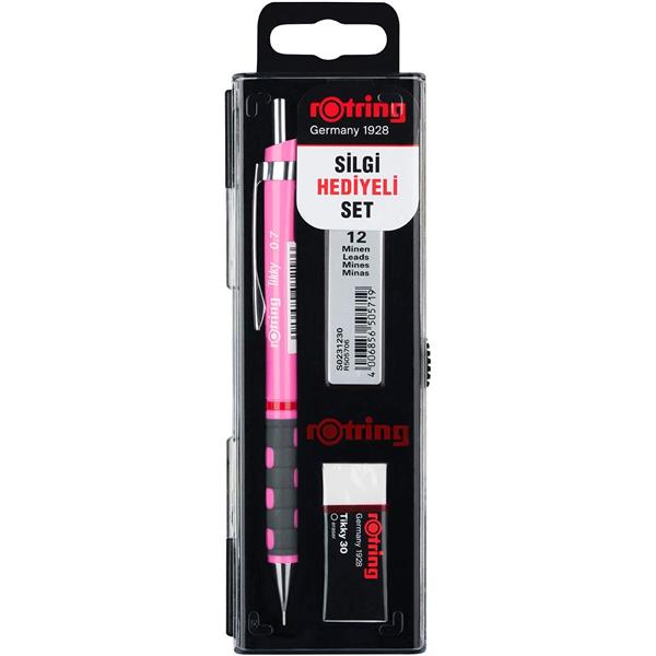 Rotring Tikky Rd 0.7 Versatil+Silgi+Min Neon Pembe