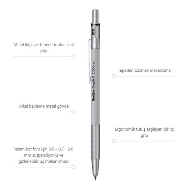 Scrikss Graph-X Metal Versatil 2 mm Saten Gri